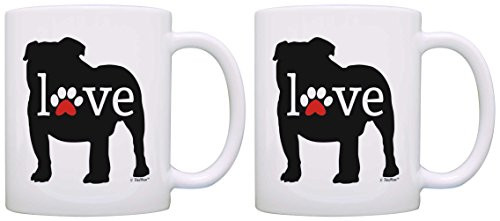 Dog Lover Gifts Bulldog Love Dog Paw Prints Dog Owner 2 Pack Gift Coffee Mugs Tea Cups White Dog Lover Gifts Bulldog Love Dog Paw Prints Dog Owner 2 Pack Gift Coffee Mugs Tea Cups White