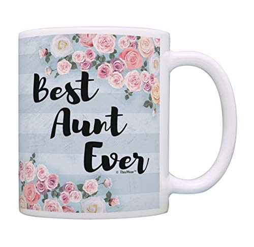 Funny Aunt Gifts Best Aunt Ever Floral Mug Cute Aunt Gifts for Aunts Coffee Mug Tea Cup Multi