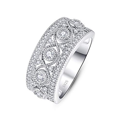PAKULA 925 Sterling Silver Women Cubic Zirconia Wedding Band CZ Eternity Stacking Ring Size 7