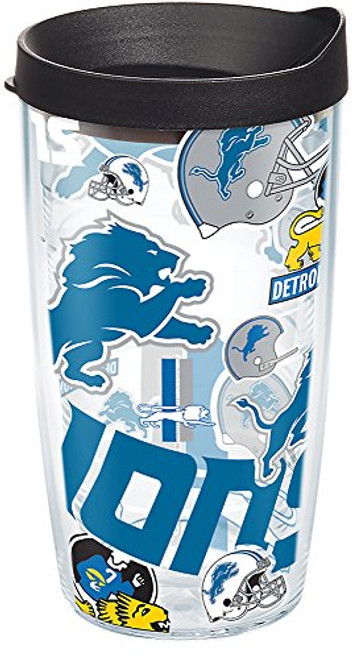 Tervis 1270609 NFL Detroit Lions All Over Tumbler with Wrap and Black Lid 16oz, Clear Tervis 1270609 NFL Detroit Lions All Over Tumbler with Wrap and Black Lid 16oz, Clear