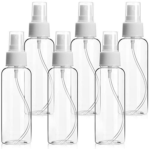 Clear Empty Spray Bottles 338oz 100ml Fine Mist Travel Sprayer Bottles Set Small Refillable Liquid Container for Perfume Essential Oils 6 Pack