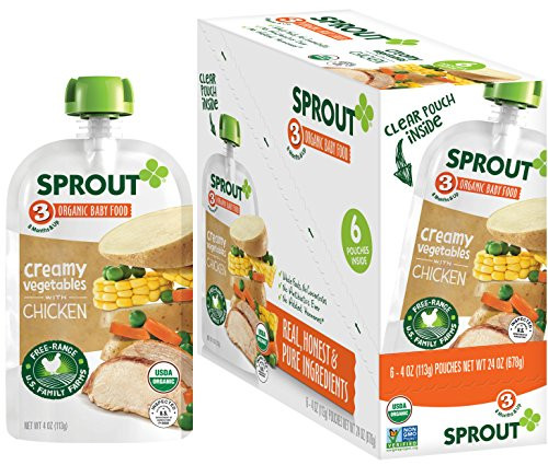 Sprout Organic Baby Food Pouches Stage 3 Creamy Vegetables w Chicken 4 Ounce Pouches Pack of 12