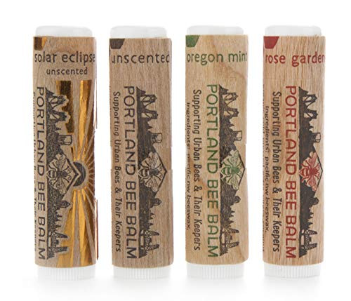 Portland Bee Balm All Natural Handmade Beeswax Based Lip Balm Assortment 4 Tube Pack