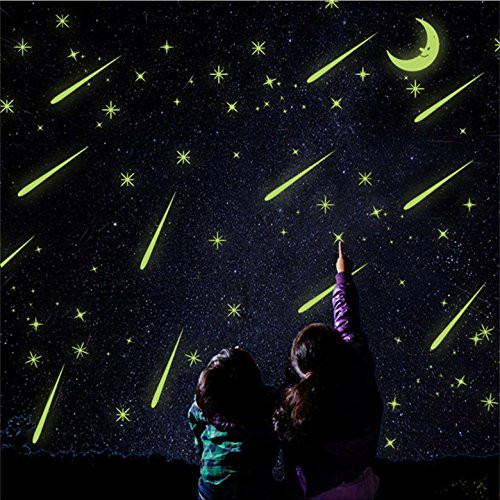 Aurora Glow in The Dark Stars for Ceiling or Wall StickersRealistic Stars and Full Moon for Starry Sky Glowing Ceiling Decals for Bedroom Shining Decoration for Girls and Boys239Stars1Moon