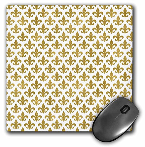 3dRose Mouse Pad Glam Gold Fleur De Lis Pattern, 8 x 8" (mp_265055_1)