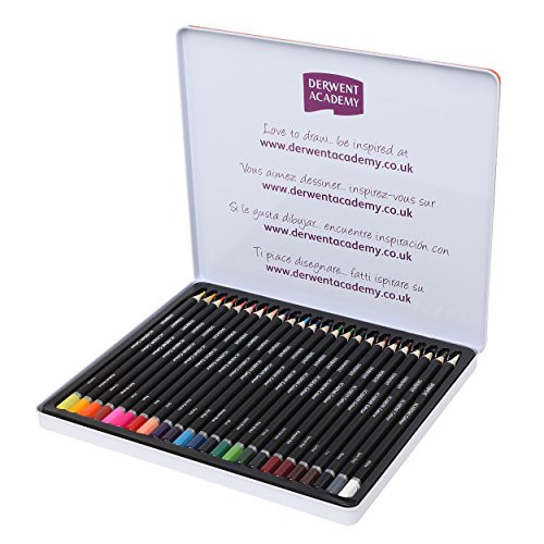 Derwent Academy Colored Pencils, 3.3mm Core, Metal Tin, 24 Count (2301938)