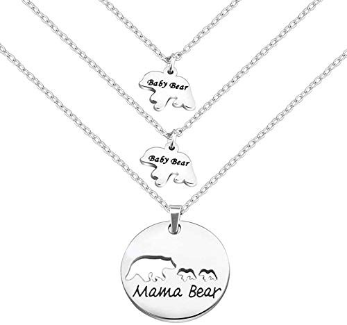 Mama Bear and Baby Bear Necklace Set Mother Daughter Necklace Family Gift Mom Jewelry Silver2 cubs Mama Bear and Baby Bear Necklace Set Mother Daughter Necklace Family Gift Mom Jewelry Silver2 cubs