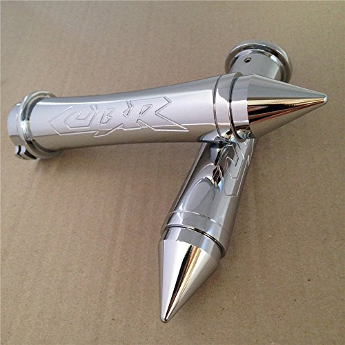 HTT Custom 7/8" 22mm Handlebar Grip "CBR" Logo For Honda Cbr 600 900 929 954 1000 Rr F1 F2 F4I Chrome