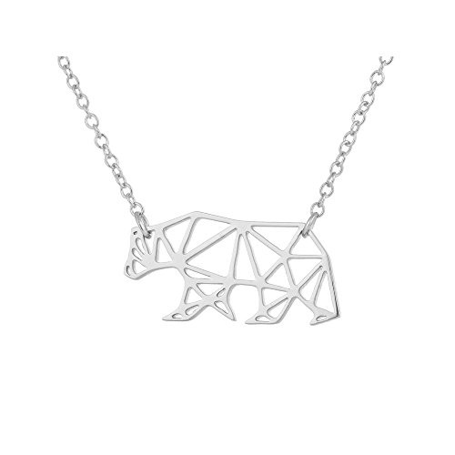 MANZHEN Geometric Origami Polar Bear Pendant Necklace Animal Jewelry Mama Bear Gifts Silver MANZHEN Geometric Origami Polar Bear Pendant Necklace Animal Jewelry Mama Bear Gifts Silver