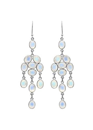 YoTreasure 3 12 Moonstone Solid 925 Sterling Silver Gemstone Dangle Earrings