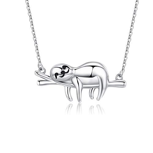 Sloth Necklace Sterling Silver Slow Down Be Happy Slider Sloths Stuffed Animal Pendant Jewelry Charm Gifts for Women