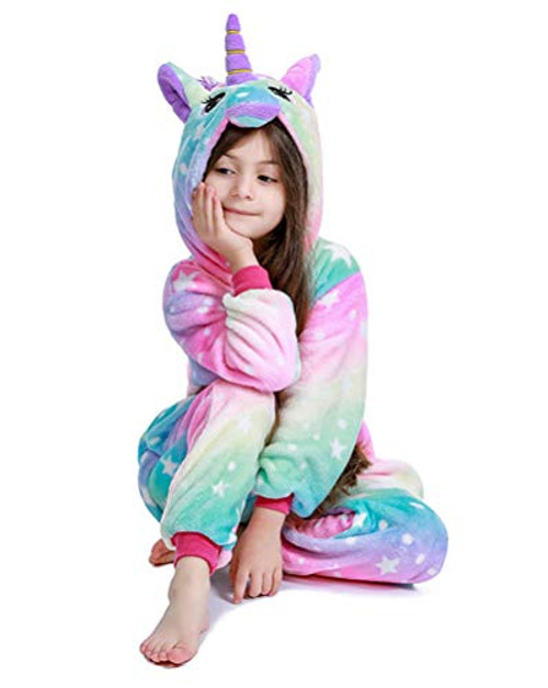 PlushCosplay Kids Animal Onesie Unicorn Pajamas Halloween Costume Colorful Galaxy 8T Suit Height 5154 PlushCosplay Kids Animal Onesie Unicorn Pajamas Halloween Costume Colorful Galaxy 8T Suit Height 5154