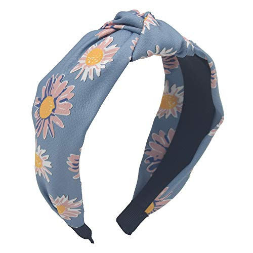 Knot Headband for Women GirlsSun Flower Headbands Wide Headbands Turban Headband Hair Band Bandana Hairband Head Band Wrap with Bow Cloth Wrapped HeadwearBlue