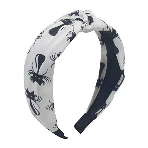 MHDGG 1Pcs Cat Knotted Headbands for Women Turban Headbands for Women Wide Headbands for Women Knot Headband Hair Knotted Hair Band for Women HeadwearWhite