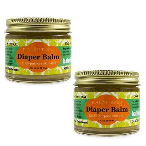 BALM! Baby Diaper Balm Natural Diaper Rash Balm  All Purpose Skin Aid 2oz60mL Glass Jar 2 Pack