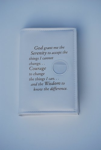Alcoholics Anonymous AA Big Book Large Print Cover Serenity Prayer Medallion Holder White