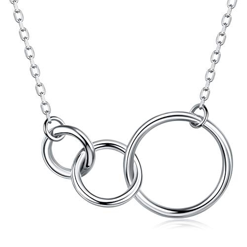 Billie Bijoux 925 Sterling Silver Infinity Double Heart Necklace Endlessness Love Platinum Plated Diamond Pendant Gift for Women Infinity Ring