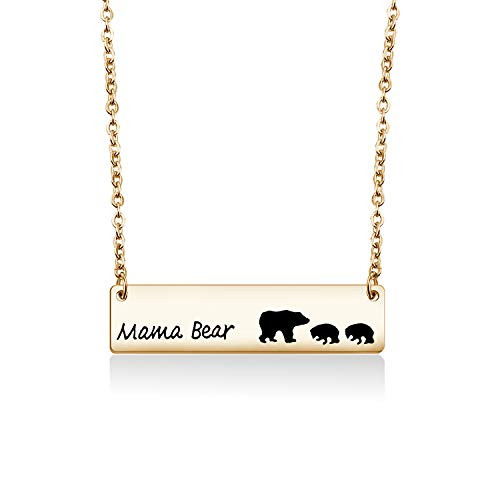 Zuo Bao Sweet Mama Bear Bar Necklace Mother Necklace Mama Bear Jewelry for New Mom G2 Cubs Zuo Bao Sweet Mama Bear Bar Necklace Mother Necklace Mama Bear Jewelry for New Mom G2 Cubs