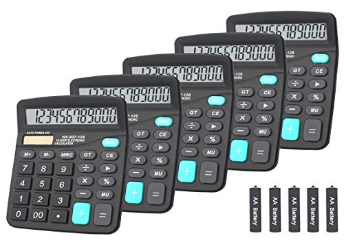 Calculators BESTWYA 12Digit Dual Power Handheld Desktop Calculator with Large LCD Display Big Sensitive Button 3 Silver  2 Black