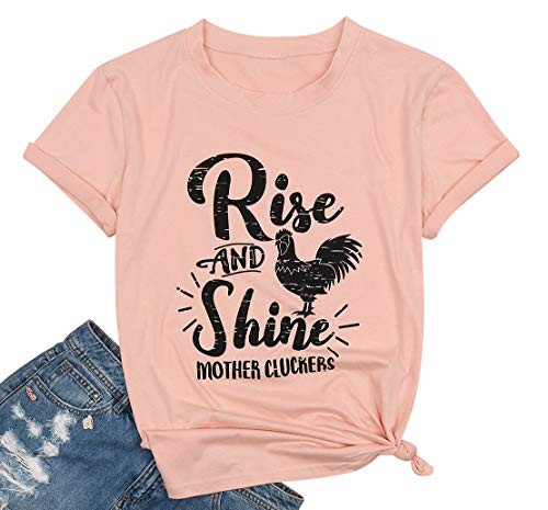 Rise and Shine Shirt Women Mother Chicken TShirt Mom Life Tees Farm Country Casual Tops Pink M Rise and Shine Shirt Women Mother Chicken TShirt Mom Life Tees Farm Country Casual Tops Pink M