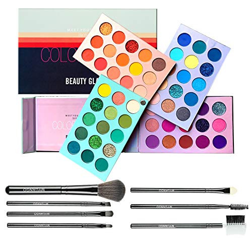 Beauty Glazed Eyeshadow Palette Color Board Eye Makeup Palette With Brushes Set Palettes Mattes and Shimmers Makeup Pallet Long Lasting Easy Blending Eye Shadow Pallet High Pigmented 60 Color