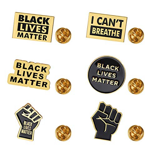 WFYOU 6Pcs Black Lives Matter Pin Raised Fist Enamel Pin  I Cant Breathe Pin  BLM Protest Lapel Pin for Jackets Backpacks Bags Hats  Tops