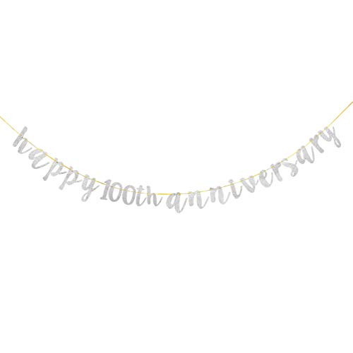 Glitter Silver Happy 100th Anniversary Banner  100 Sign  100th Birthday Banner  100th Wedding Anniversary Party Bunting Decoration Glitter Silver Happy 100th Anniversary Banner  100 Sign  100th Birthday Banner  100th Wedding Anniversary Party Bunting Decoration