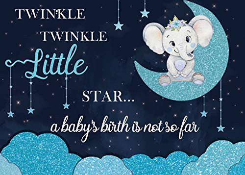BINQOO 5x3ft Boy Elephant Star Backdrop Blue Moon Twinkle Little Star Baby Shower Photography Background Blue Elephant Boy Prince Baby Shower Party Backdrops BINQOO 5x3ft Boy Elephant Star Backdrop Blue Moon Twinkle Little Star Baby Shower Photography Background Blue Elephant Boy Prince Baby Shower Party Backdrops