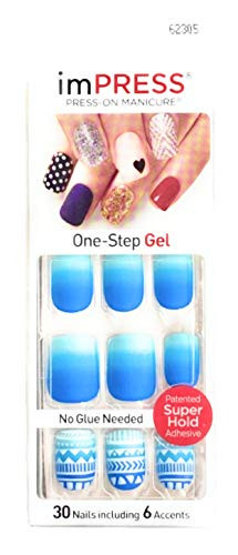 Kiss imPress PressOn Matte Blue Ombre Nails 62305 Harlem Shake Blue Ombre