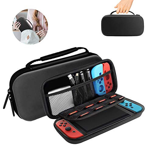 HONEST KIN Portable Nintendo Switch Lite Case with 8 Games Cartridges Protective Hard Shell Travel Nintendo Switch Lite Carry Case Pouch for Console  Accessories Black