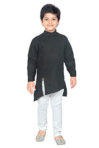 AHHAAAA Kids Ethnic Wear Cotton Blend Kurta and Pyjama Set for Boys  Black  910 Years