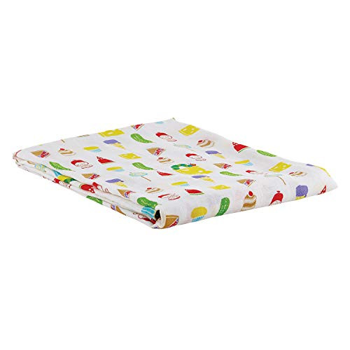 Stephan Baby Eric Carle Viscose Cotton Muslin Swaddle Blanket, Available in 2 Designs, Very Hungry Caterpillar Junk Food