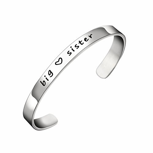 BESPMOSP Big Sis Middle Sis Little Sis Sister Cuff Bangle Bracelet Family Friend Gift for Women Girls Big Sis