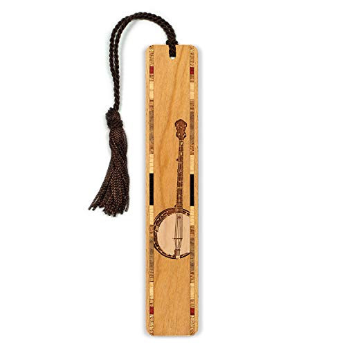 Banjo  Musical Instrument  Engraved Wooden Bookmark with Tassel  Search B073VX34WV For Personalized Version