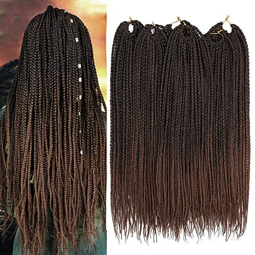 18inch Ombre Brown Box Braids Crochet Hair Medium Size Synthetic Hair Crochet Braids Kanekalon Braiding Hair Extensions 20 StrandsPcs1B30