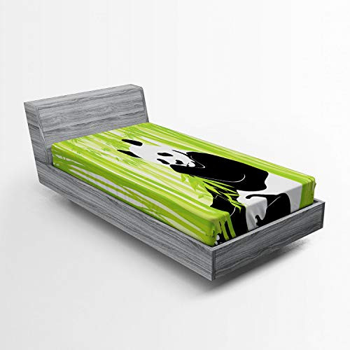 Ambesonne Panda Fitted Sheet Panda Bear in Bamboo Forest Jungle Oriental Nature Wildlife Tropic Cartoon Art Soft Decorative Fabric Bedding AllRound Elastic Pocket Twin Size Lime Black Ambesonne Panda Fitted Sheet Panda Bear in Bamboo Forest Jungle Oriental Nature Wildlife Tropic Cartoon Art Soft Decorative Fabric Bedding AllRound Elastic Pocket Twin Size Lime Black