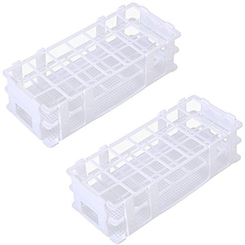 Plastic Test Tube Rack  Buytra 2 Pack 21 Holes Lab Test Tube Rack Holder for 30mm Test Tubes Detachable White