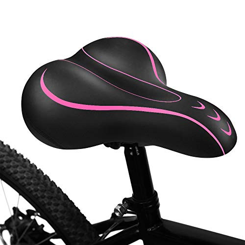 BLUEWIND Bike Seat Most Comfortable Bicycle Seat Memory Foam Waterproof Bicycle Saddle  Dual Shock Absorbing  Best Stock Bicycle Seat Replacement for Mountain Bikes Road Bikes Pink