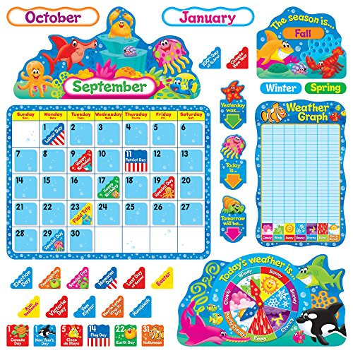 Trend Enterprises Sea Buddies Calendar Bulletin Board, Set of 105