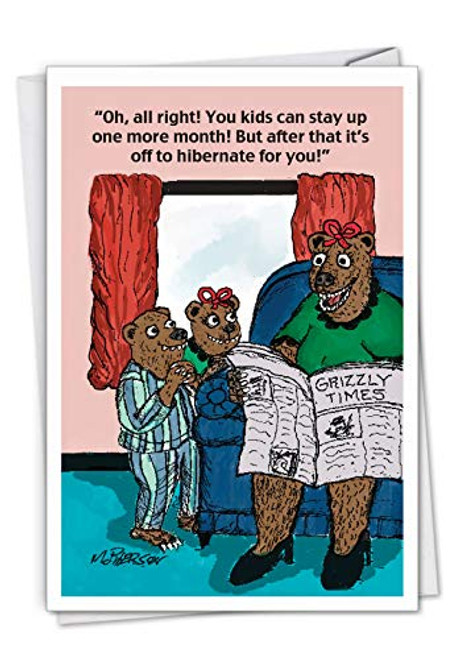 NobleWorks  Happy Mothers Day Card Funny  Cartoon Humor Mom Greeting Card with Envelope  Bear Mom C3164MDG