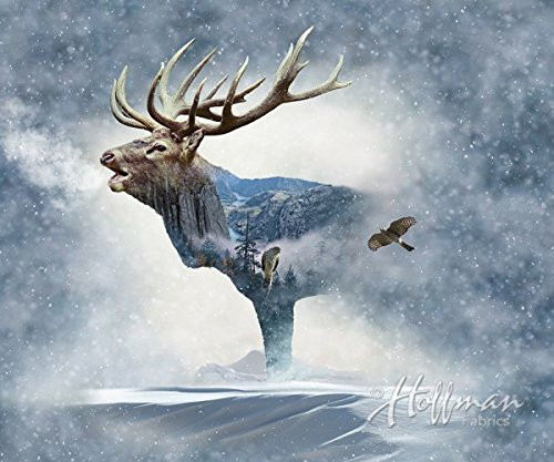ELK Fabric Panel - Call of the Wild Digital Print - 31" x 44" - 100% Cotton Quilt Fabric