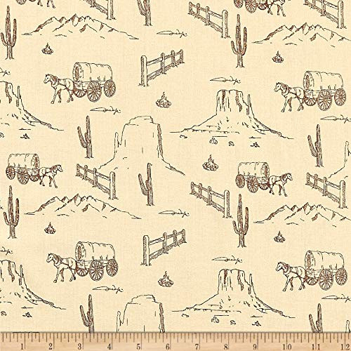 Riley Blake John Wayne Western Landscape Tan Fabric