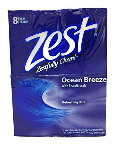 Zest Deodorant Bar Soap Ocean Breeze 4 Oz 8 Bars