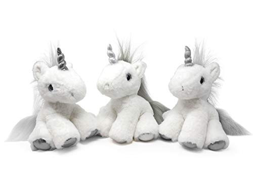 Fluffuns 3Pack Unicorn Plush Toys  Cute Unicorn Stuffed Animals  Stuffed Animal Unicorns  11 Inches SilverWhite
