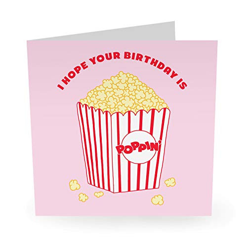 Central 23  Cute Birthday Card  I Hope Your Birthday Is Poppin  Fun Celebration Card  Popcorn Pun  for Women Men Friend  Comes with Fun Stickers