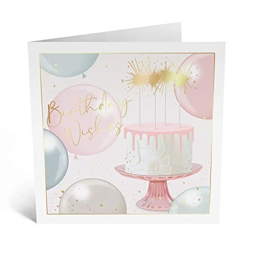 Central 23  Pretty Birthday Card  Birthday Wishes  Cute Cake Design For Her  Pink Card for Women Mom Daughter Wife Friend  Comes with Fun Stickers