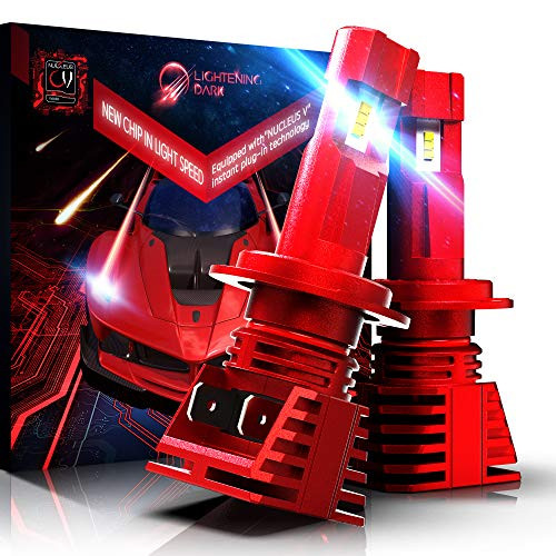 LIGHTENING DARK H7 LED Headlight Bulb Super Bright 12000Lm 6500K Cool White Allinone Conversion Kit  Instant Installaion