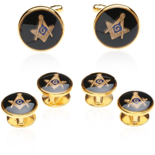 Mens Freemason Masonic Cufflinks Studs Studs Wont Spin Tuxedo Formal Set with Presentation Box