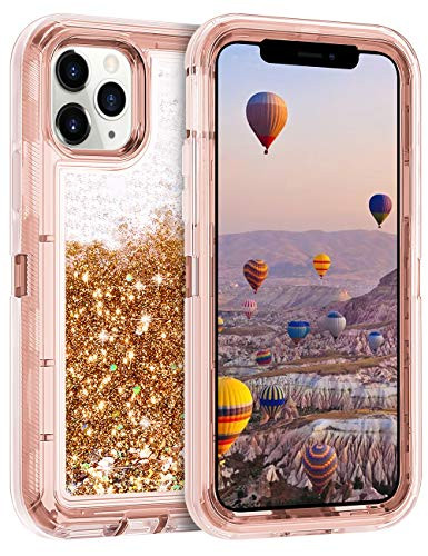 Coolden Case for iPhone 11 Pro MAX Cases Protective Glitter Case for Women Girls Cute Bling Sparkle Heavy Duty Hard Shell Shockproof TPU Case for 2019 Release 65 Inches iPhone 11 Pro MAX Rose Gold