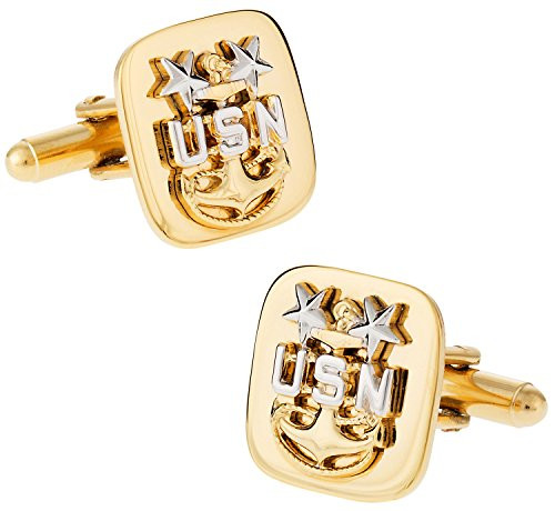 CuffDaddy Navy Cufflinks E9 Chief Petty Officer Master  Gold with Presentation Box
